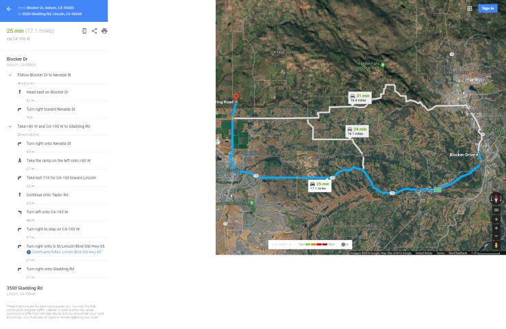 Doty Ravine directions from PFW Auburn office google-maps-